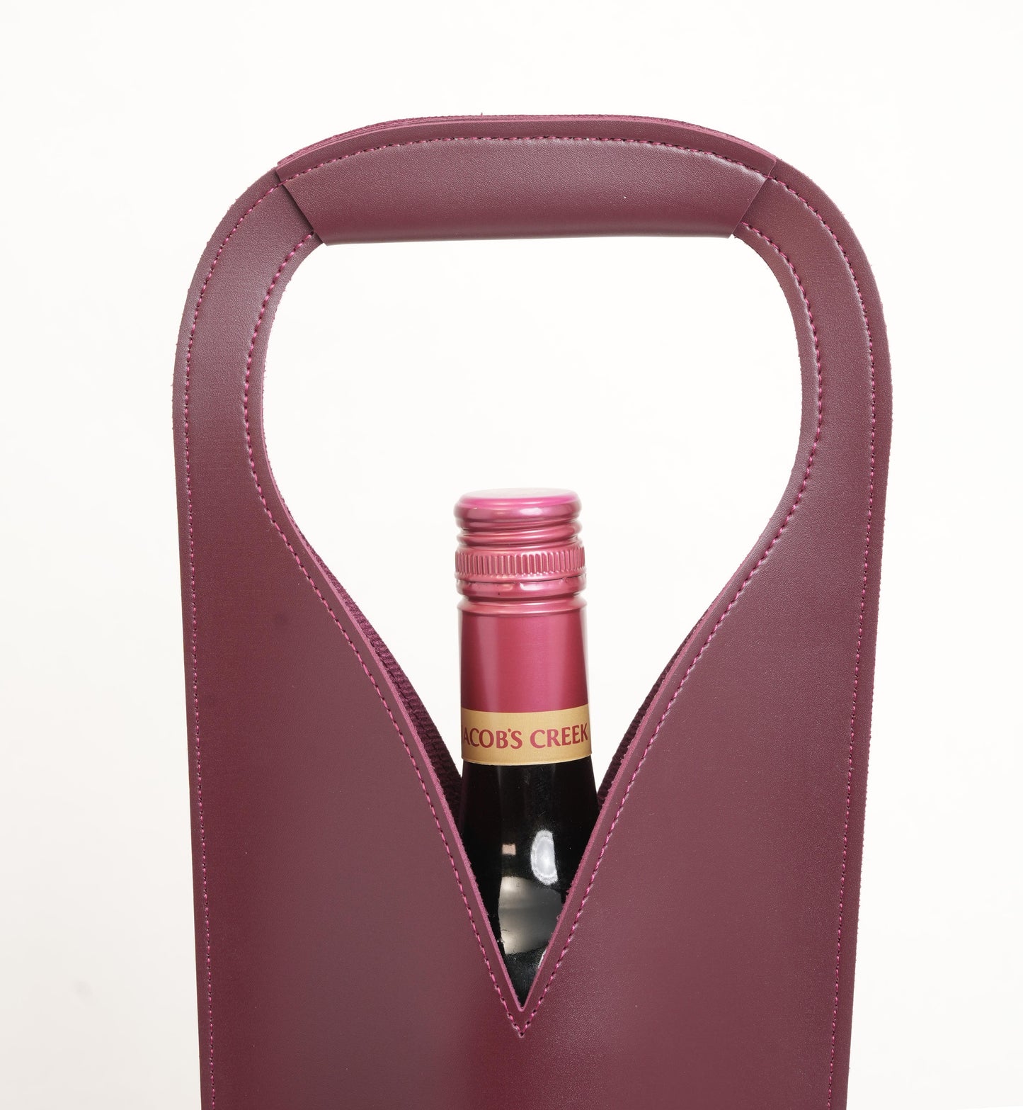 Leather Wine Bag – Single Bottle Holder with Handle – Dark Brown