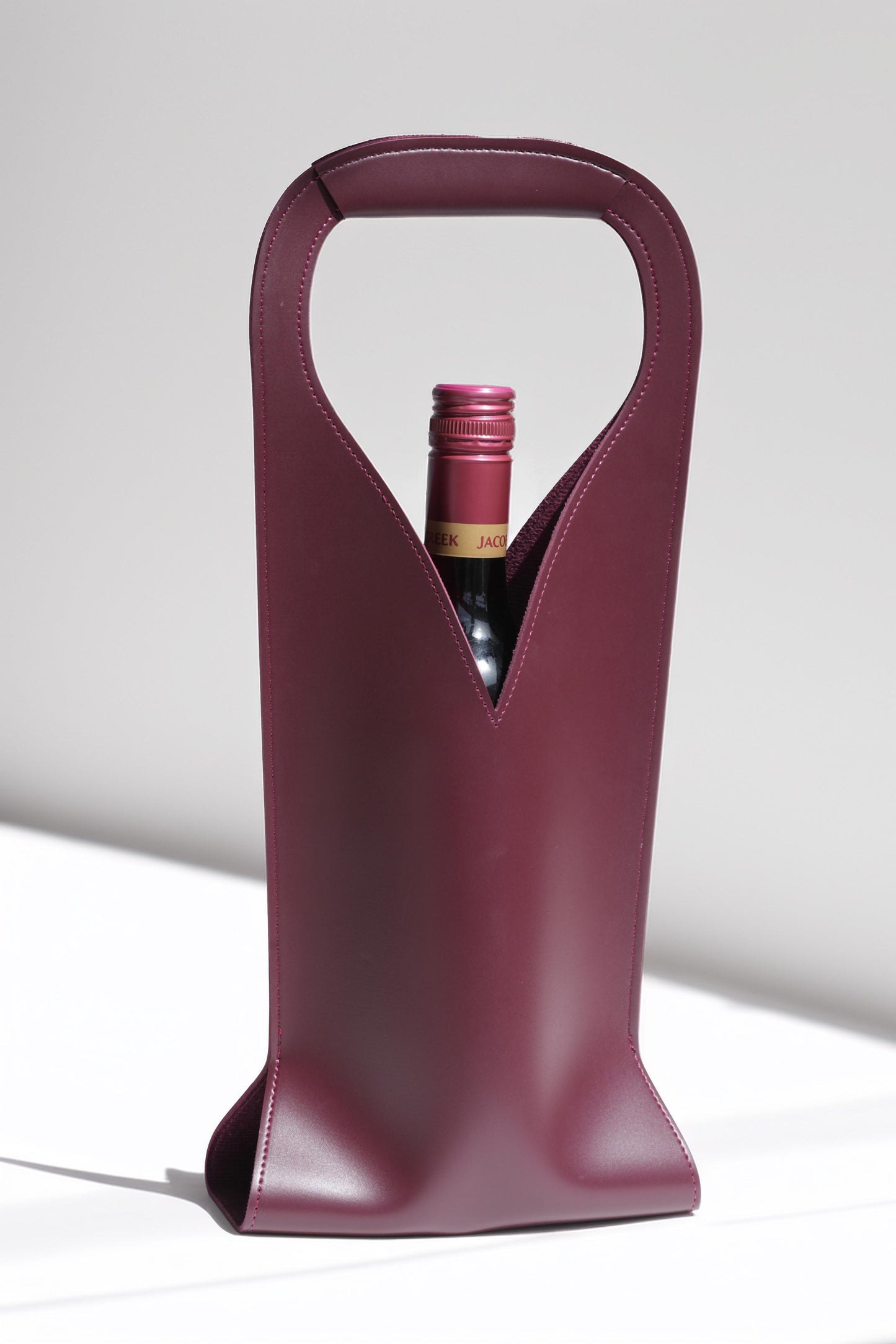 Leather Wine Bag – Single Bottle Holder with Handle – Dark Brown