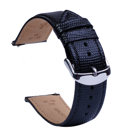 Bharat Origins Quick Release Watch Band 22mm 20mm 18mm, BLACK Leather Watch Bands for Samsung Galaxy Watch 5/4/3 | Huawei Watch | Fossil Watch | Pebble Watch | Seiko Watch | Casio Watch | Citizen Watch | Emporio Armani | Armani Exchange