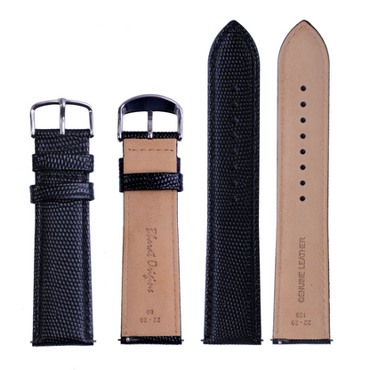 Bharat Origins Quick Release Watch Band 22mm 20mm 18mm, BLACK Leather Watch Bands for Samsung Galaxy Watch 5/4/3 | Huawei Watch | Fossil Watch | Pebble Watch | Seiko Watch | Casio Watch | Citizen Watch | Emporio Armani | Armani Exchange